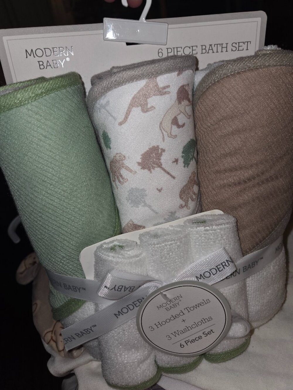 Baby 6 piece bath set hooded bath towels & washcloths